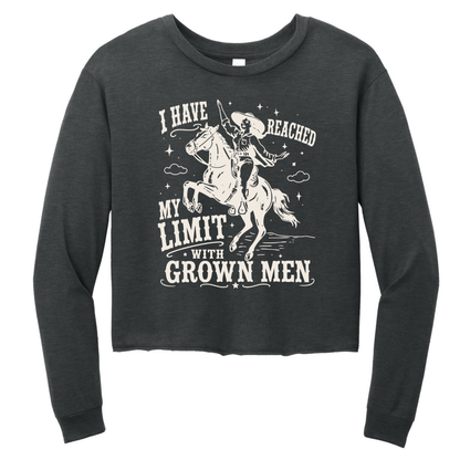 I Have Reached My Limit With Grown Men Womens Perfect Tri Midi Long Sleeve Tee with Raw Edge Hem