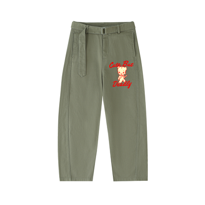 Belted Barrel-leg Chino Pants