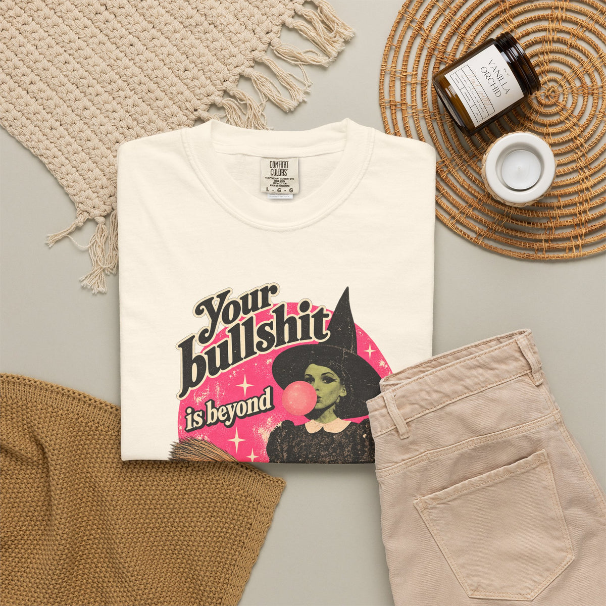Retro Bubblegum Witch Graphic Tee | Comfort Colors