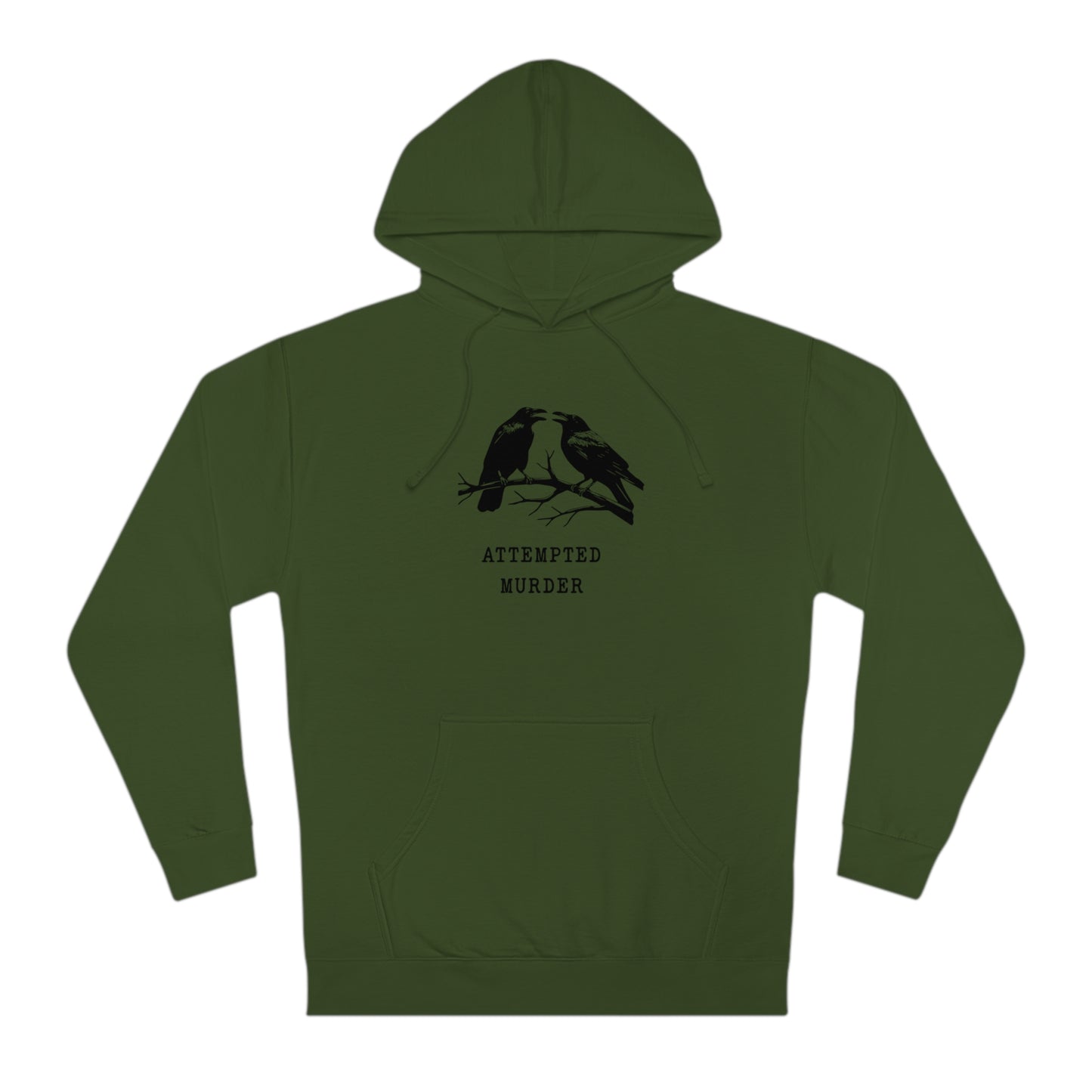 Attempted Murder Raven Vintage Gothic Unisex Hooded Sweatshirt | Cozy Cotton Fleece, Medium-Heavy Fabric