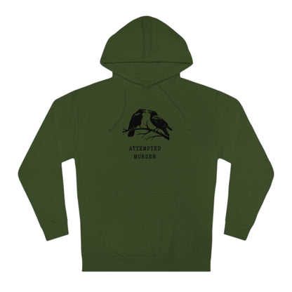 Attempted Murder Raven Vintage Gothic Unisex Hooded Sweatshirt | Cozy Cotton Fleece, Medium-Heavy Fabric