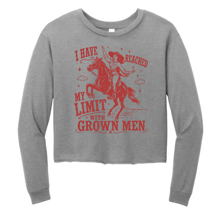 I Have Reached My Limit With Grown Men Womens Perfect Tri Midi Long Sleeve Tee with Raw Edge Hem