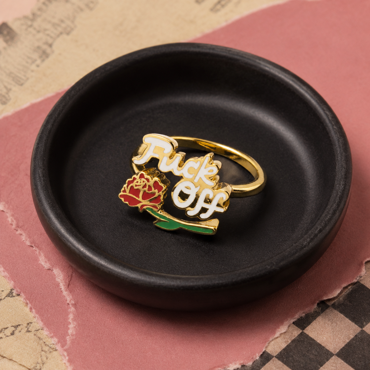 Rose Fuck Off in Style Collection | Ring, Hairpin & Earrings | Gift Packaging Included