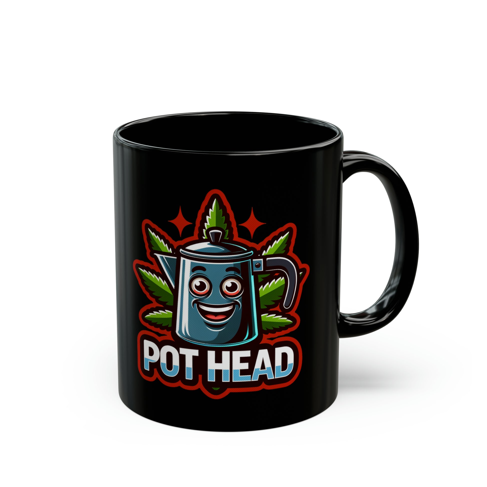pothead mug Vintage Cannabis Pot Head Mascot Black Mug