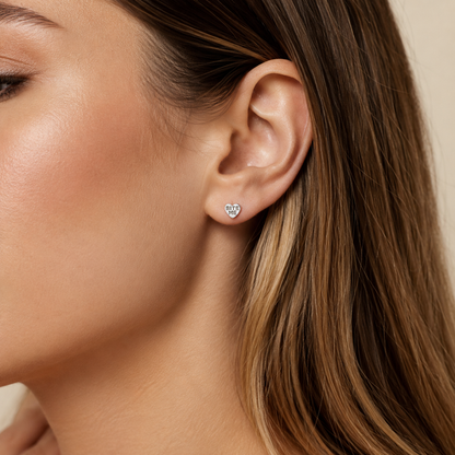 Bite Me Heart Stud Tiny Titanium Earrings with Velvet Gift Bag