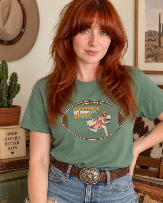 Thrifting Is My Favorite Sport Shirt, Comfort Colors Retro Football Graphic