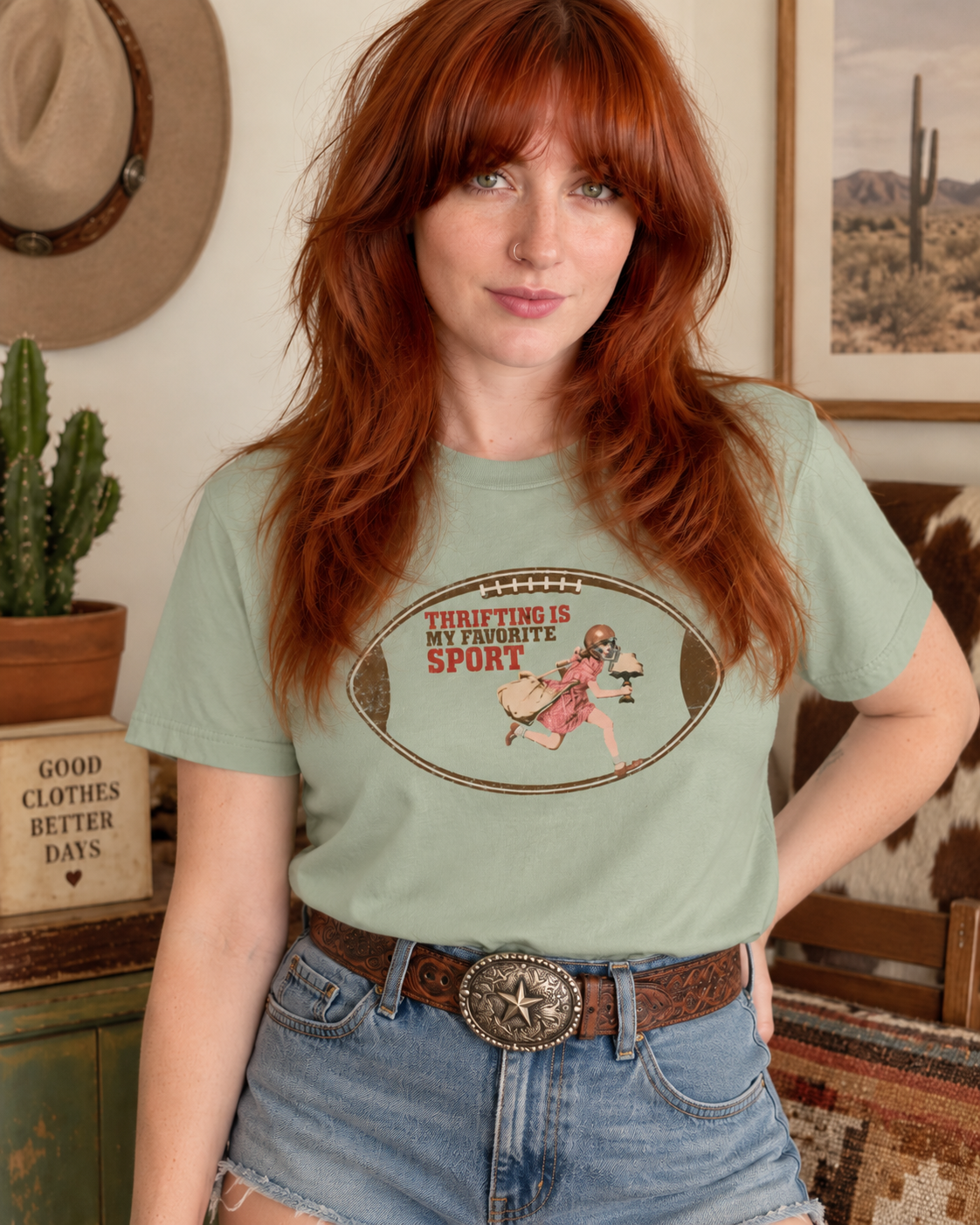 Thrifting Is My Favorite Sport Shirt, Comfort Colors Retro Football Graphic