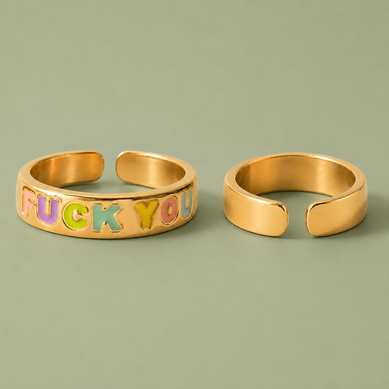 Pastel Fuck You Adjustable Ring Includes Gift Bag, Ring Gift Box, & CWS Sticker
