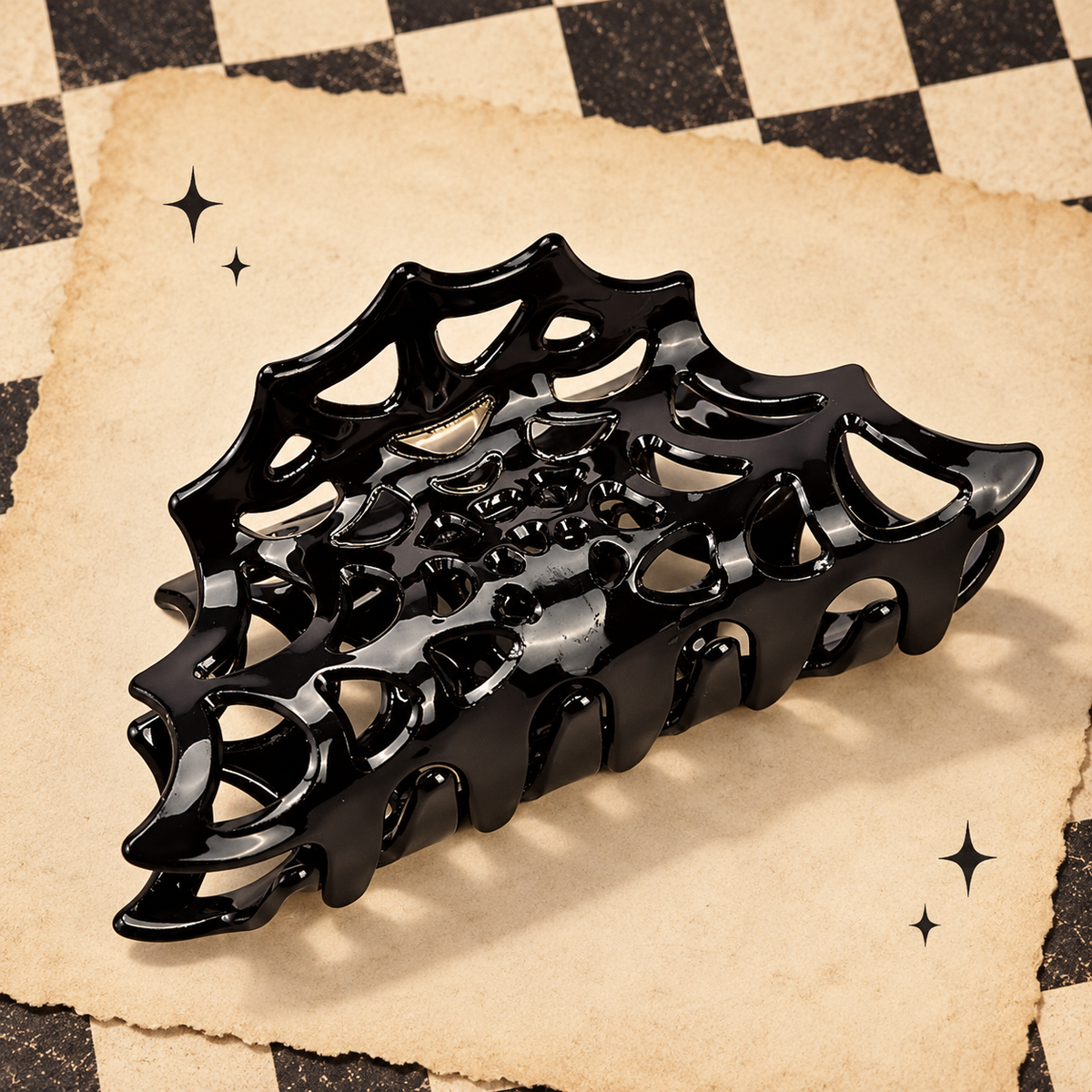 Halloween Hair Claw Clips | Bat, Spiderweb, Heart & Spell Book with Gift Packaging
