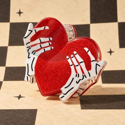 Halloween Hair Claw Clips | Bat, Spiderweb, Heart & Spell Book with Gift Packaging
