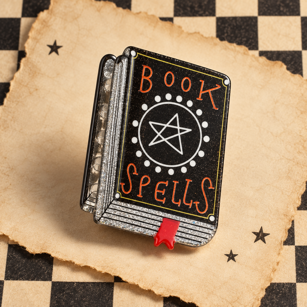 Halloween Hair Claw Clips | Bat, Spiderweb, Heart & Spell Book with Gift Packaging