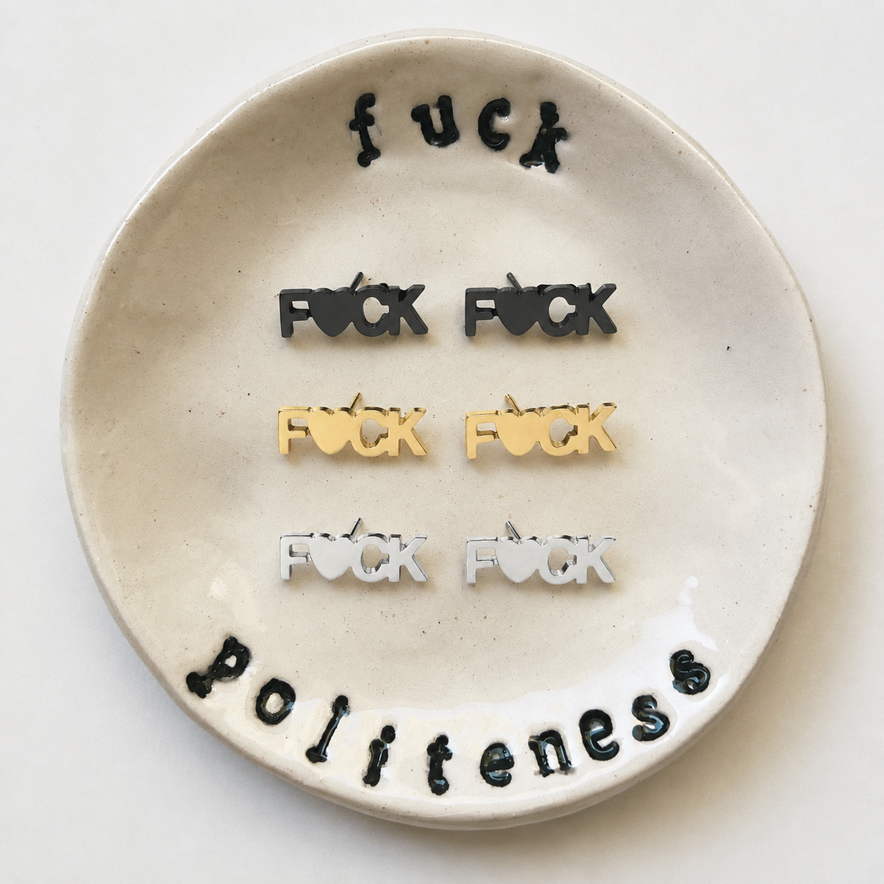 FUCK Heart Stud Earrings