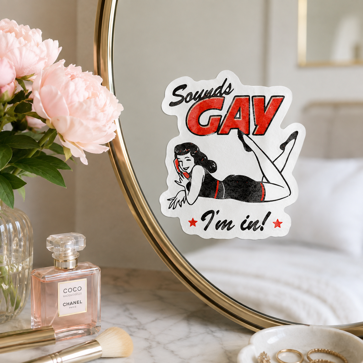 Sounds Gay I’m In Sticker – Retro Pin-Up Girl LGBTQ+ Pride Vinyl Decal |