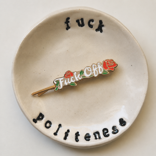 Fuck Off Rose Enamel Hairpin Duo