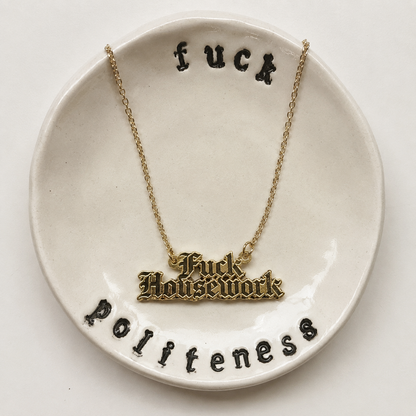 Skip Housework Enamel Pendant Necklace by Foolish Fetish