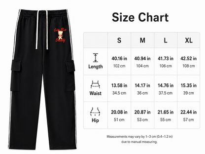 Cute But Deadly Unisex Cargo Track Pants Side Stripe Straight-Leg