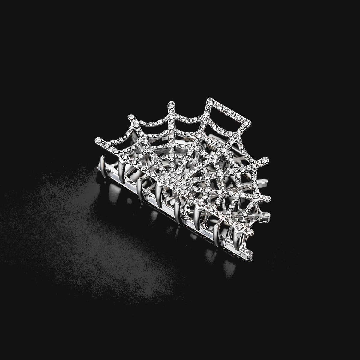 Gothic Hair Claw Clip Set | Vampire Lips & Silver Rhinestone Spiderweb with Gift Packaging & CWS Stickers