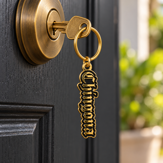 Chingona Keychain | Black & Gold Gothic Lettering | Bold Gift for Her