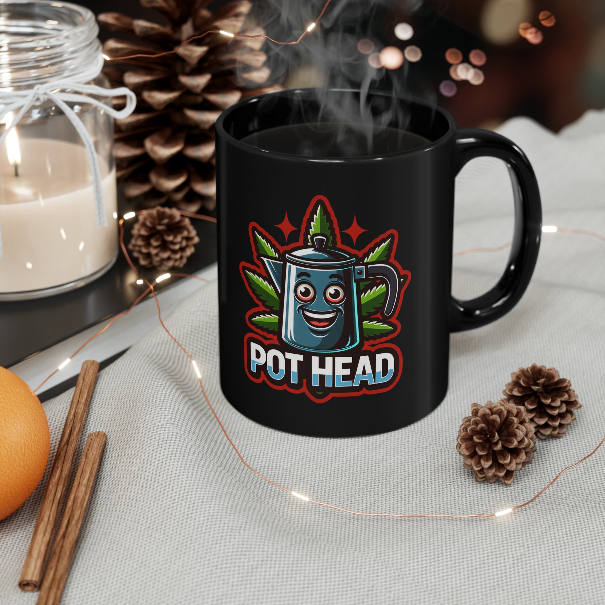 pothead mug Vintage Cannabis Pot Head Mascot Black Mug