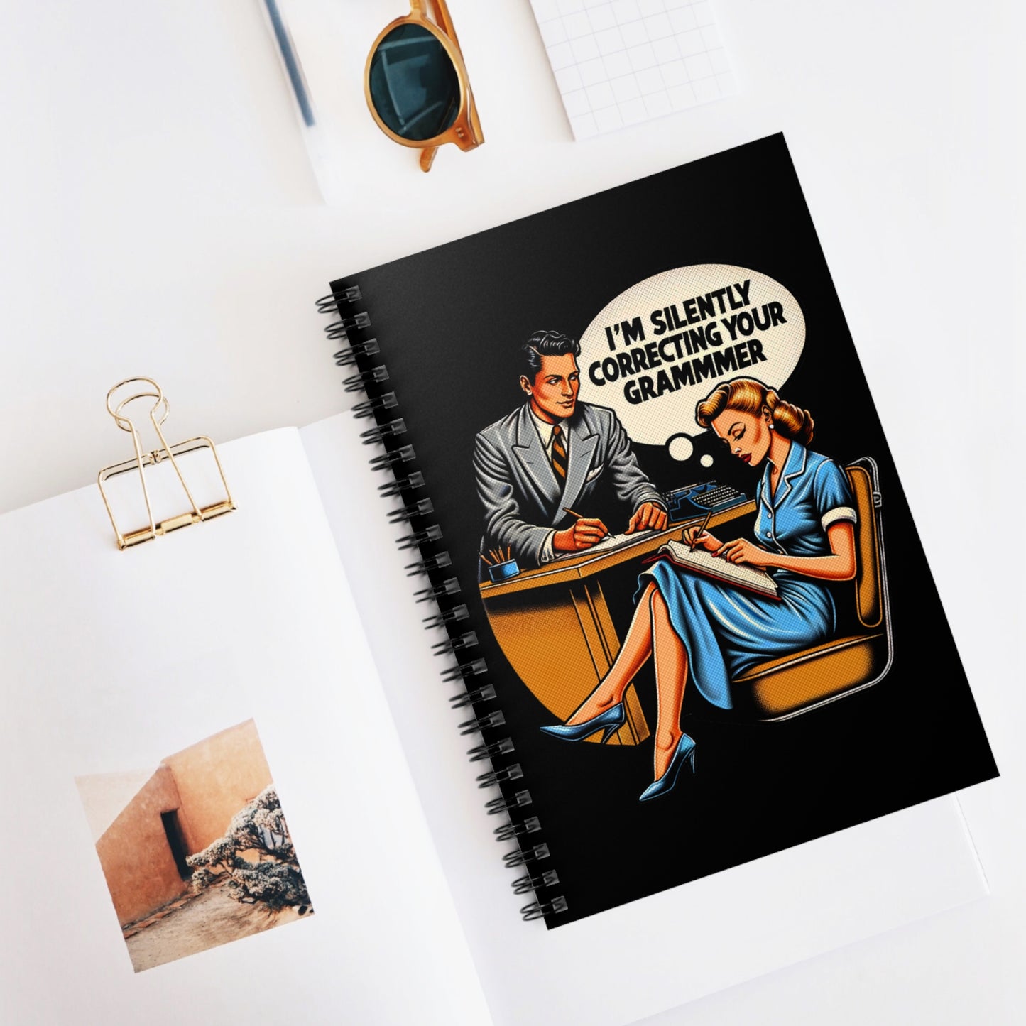 Grammar-Perfect Retro 1950s Style Notebook: Vintage 6" x 8" Spiral-Bound Journal-Ruled Lined
