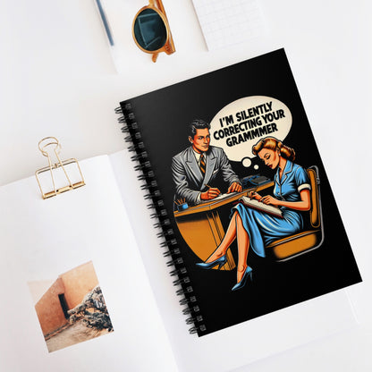 Grammar-Perfect Retro 1950s Style Notebook: Vintage 6" x 8" Spiral-Bound Journal-Ruled Lined
