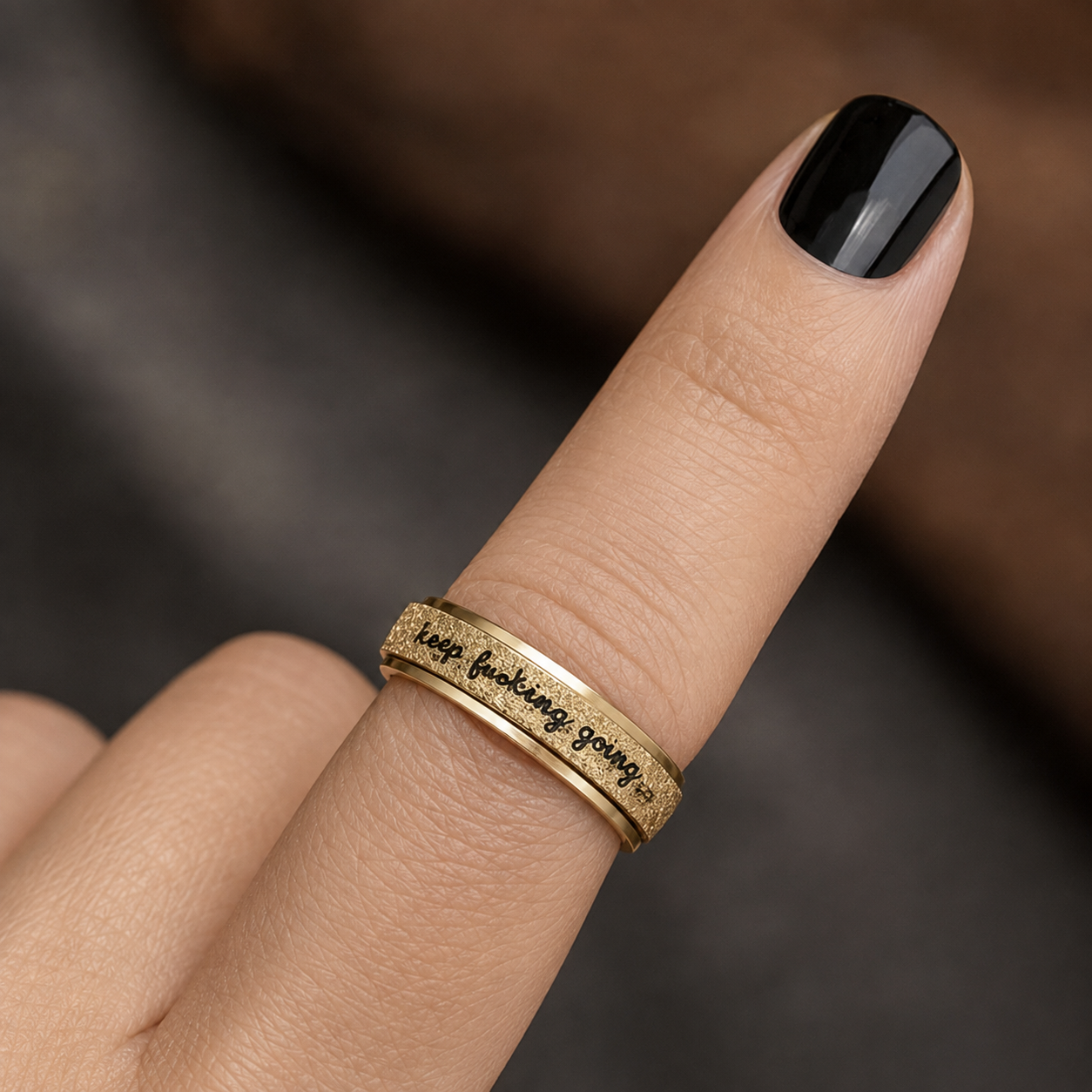 Keep Fucking Going Gold Spinner Ring Includes Gift Bag, Ring Gift Box, & CWS Sticker