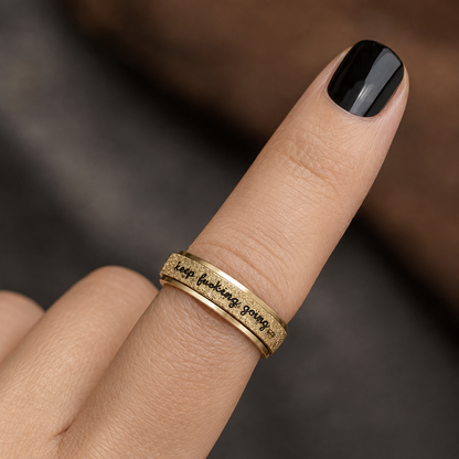 Keep Fucking Going Gold Spinner Ring Includes Gift Bag, Ring Gift Box, & CWS Sticker