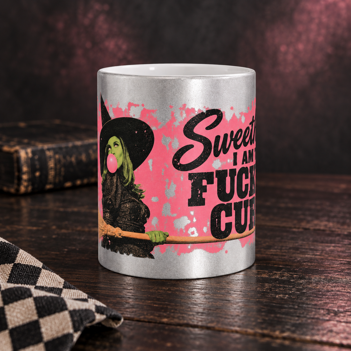 Funny Witch Silver and Pink 11 oz Ceramic Mug