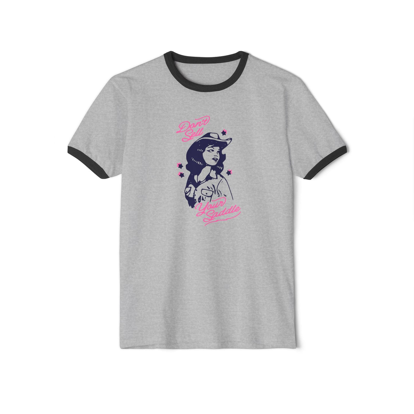 Vintage 'Don't Sell Your Saddle' Ringer T-Shirt | Cowboy Western Tee, Unisex Shirt, Retro Graphic Top, Country Music Fan Gift, Gift for