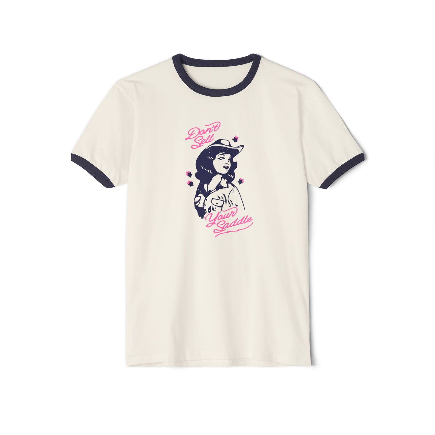 Vintage 'Don't Sell Your Saddle' Ringer T-Shirt | Cowboy Western Tee, Unisex Shirt, Retro Graphic Top, Country Music Fan Gift, Gift for
