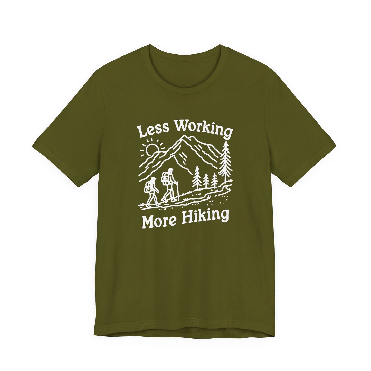 Discover Adventure in Style: Bella Canvas 3001 T-Shirt 7 Colors - Less Working More Hiking Design