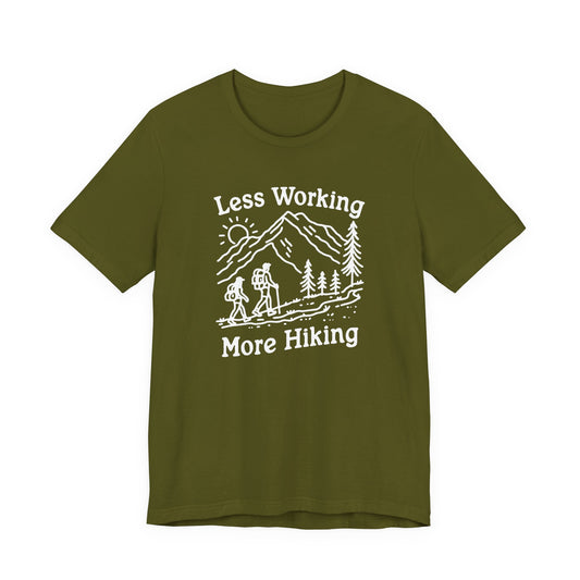 Discover Adventure in Style: Bella Canvas 3001 T-Shirt 7 Colors - Less Working More Hiking Design