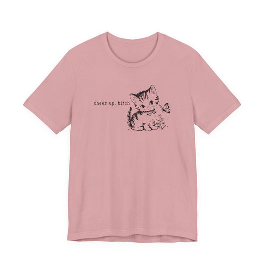 Unisex Bella Canvas T-Shirt with Kitten & "Cheer Up, Bitch" Design - 6 Colors