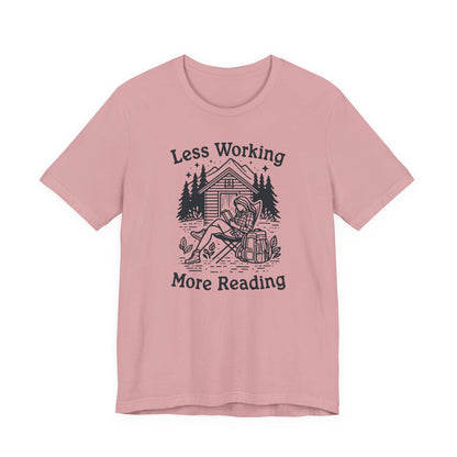 Unlock Adventure: Retro Tee in 6 Colors | Less Working More Reading Design for Camp & Outdoor Enthusiasts