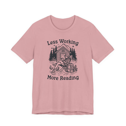 Unlock Adventure: Retro Tee in 6 Colors | Less Working More Reading Design for Camp & Outdoor Enthusiasts