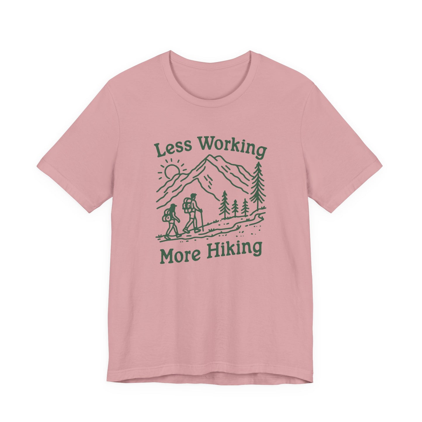 Discover Adventure in Style: Bella Canvas 3001 T-Shirt 7 Colors - Less Working More Hiking Design