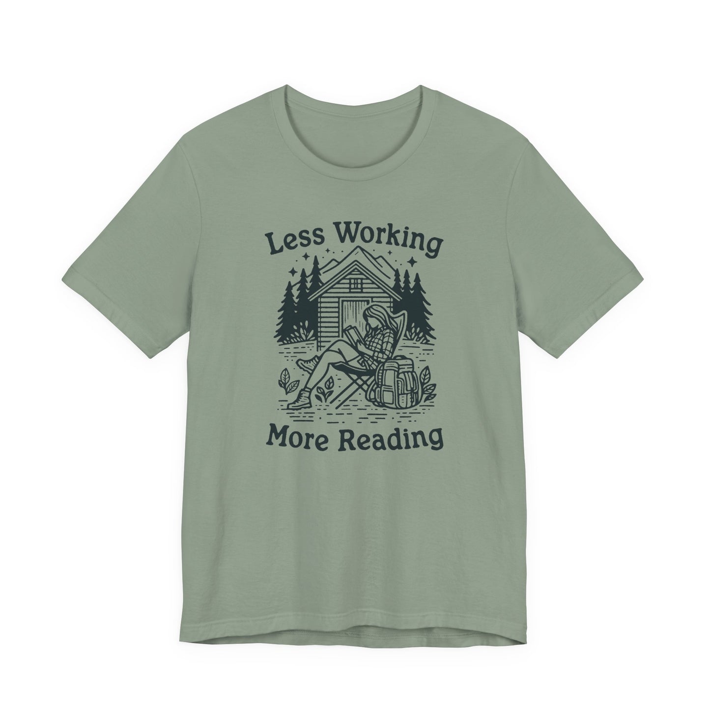Unlock Adventure: Retro Tee in 6 Colors | Less Working More Reading Design for Camp & Outdoor Enthusiasts