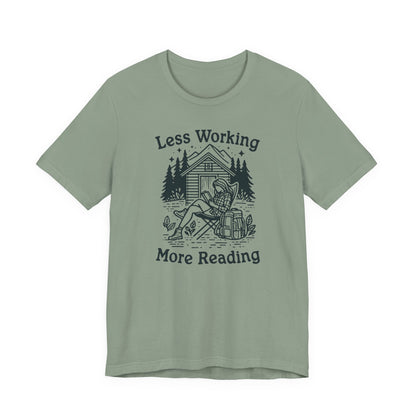 Unlock Adventure: Retro Tee in 6 Colors | Less Working More Reading Design for Camp & Outdoor Enthusiasts