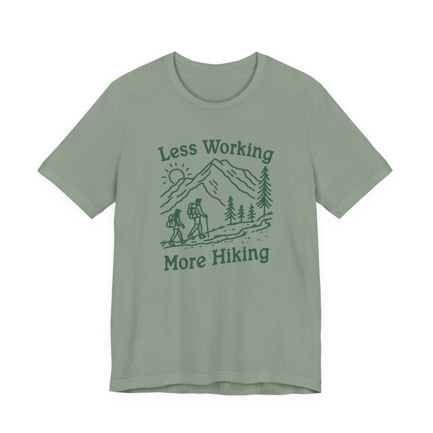 Discover Adventure in Style: Bella Canvas 3001 T-Shirt 7 Colors - Less Working More Hiking Design
