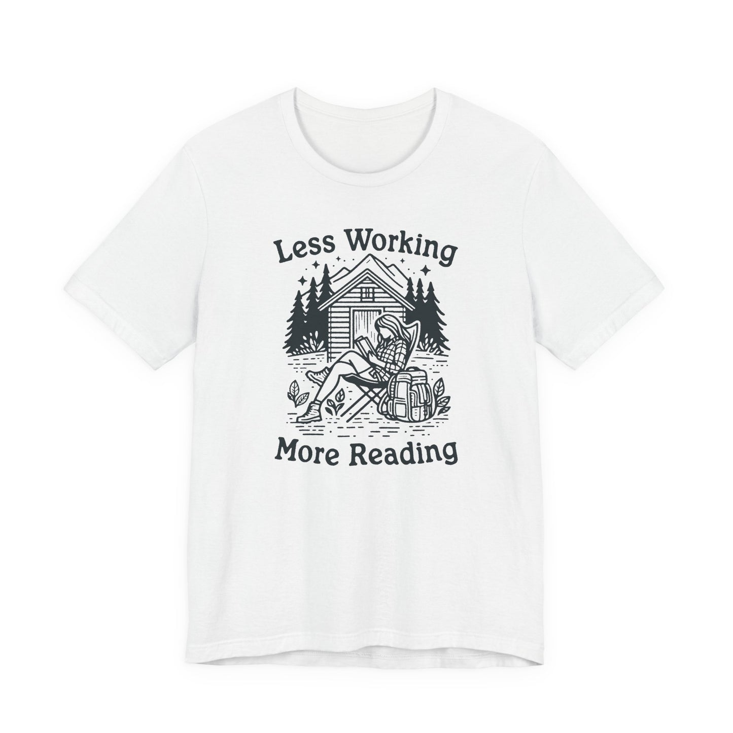 Unlock Adventure: Retro Tee in 6 Colors | Less Working More Reading Design for Camp & Outdoor Enthusiasts
