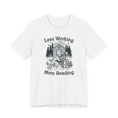 Unlock Adventure: Retro Tee in 6 Colors | Less Working More Reading Design for Camp & Outdoor Enthusiasts