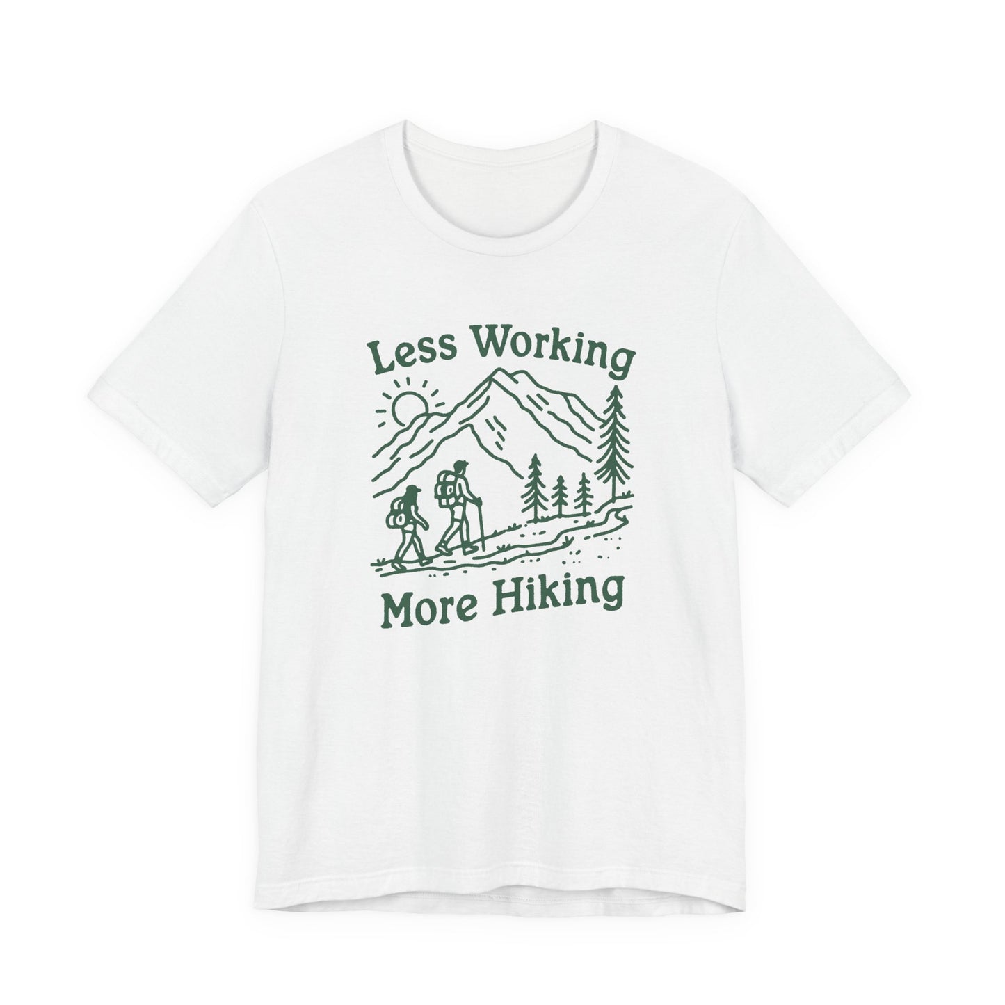Discover Adventure in Style: Bella Canvas 3001 T-Shirt 7 Colors - Less Working More Hiking Design