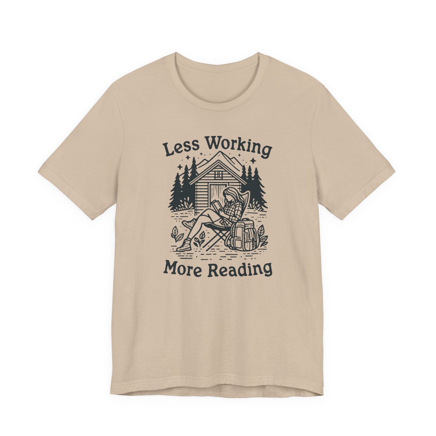 Unlock Adventure: Retro Tee in 6 Colors | Less Working More Reading Design for Camp & Outdoor Enthusiasts
