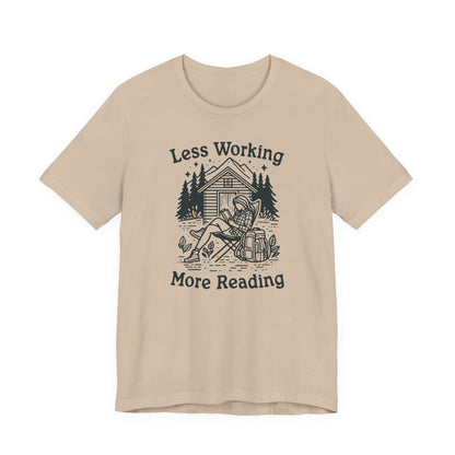 Unlock Adventure: Retro Tee in 6 Colors | Less Working More Reading Design for Camp & Outdoor Enthusiasts
