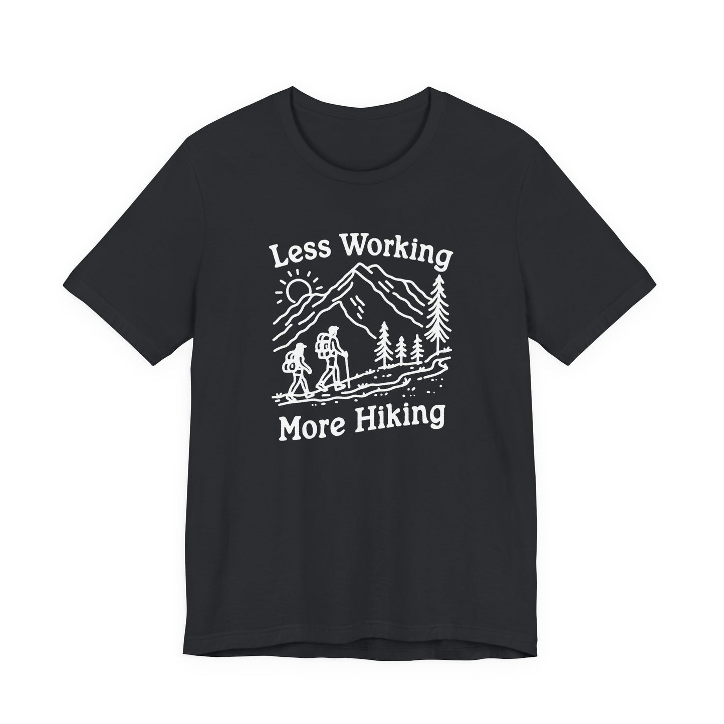 Discover Adventure in Style: Bella Canvas 3001 T-Shirt 7 Colors - Less Working More Hiking Design