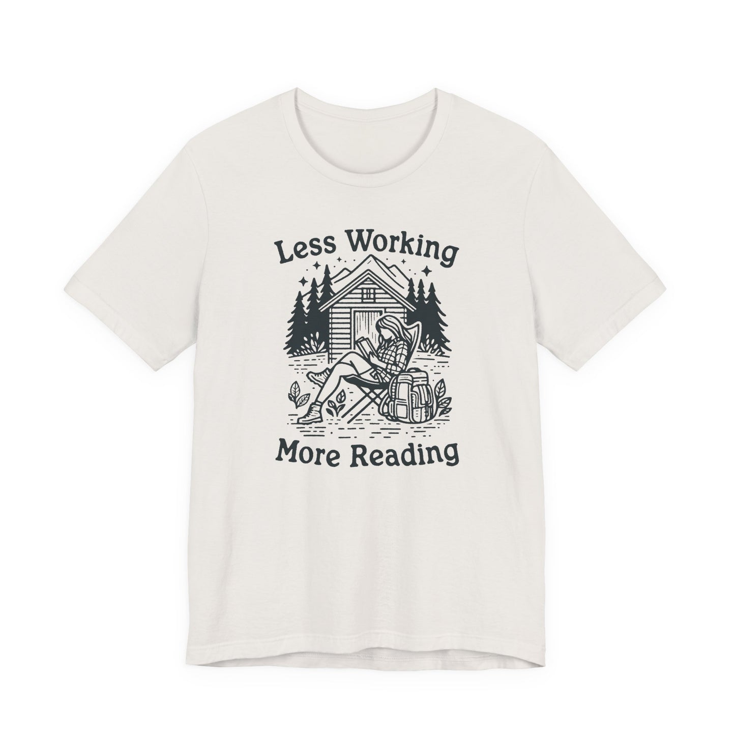 Unlock Adventure: Retro Tee in 6 Colors | Less Working More Reading Design for Camp & Outdoor Enthusiasts
