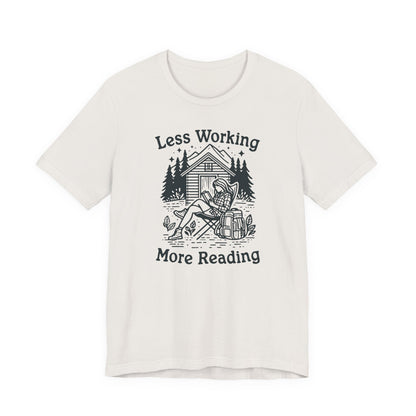 Unlock Adventure: Retro Tee in 6 Colors | Less Working More Reading Design for Camp & Outdoor Enthusiasts