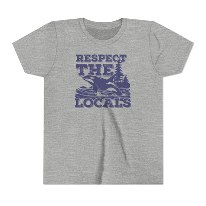 Respect the Locals Orca Design Youth Kids T-Shirt-Back-to-School for Ocean Lovers
