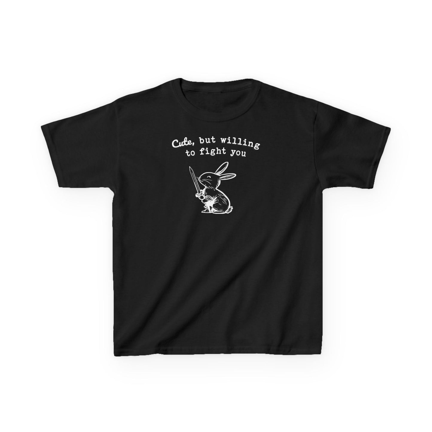 Kids Adorable Bunny with Attitude: Cute but Willing to Fight You Kids Cotton™ Tee in 7 Colors