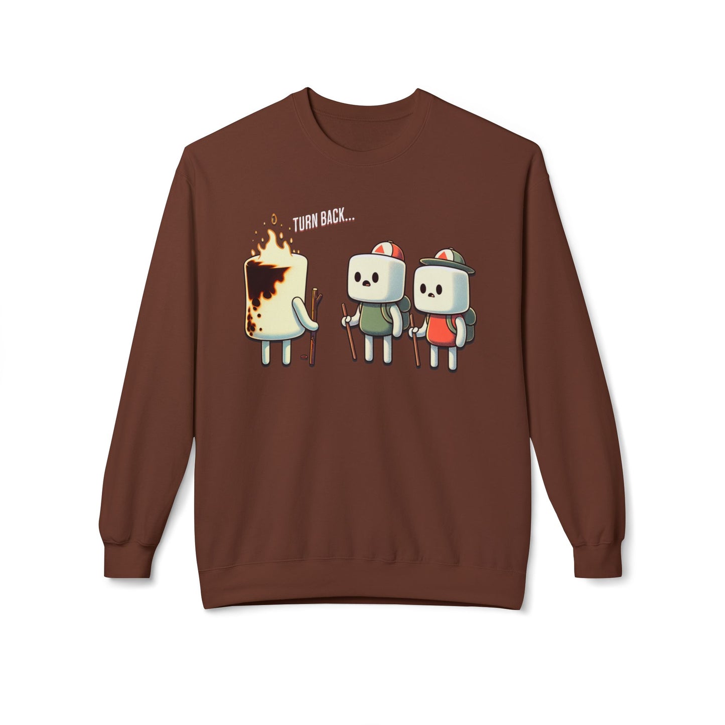 Funny Camping Unisex Sweatshirt - Marshmallow Man in Distress Design for S'mores Lovers Midweight Softstyle Fleece Crewneck